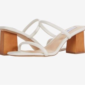 Steve Madden white leather two-strap heel sandals